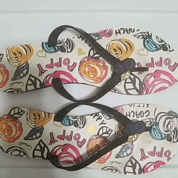 Coach Poppy Flip Flops Size 11 - Picture 1 of 4